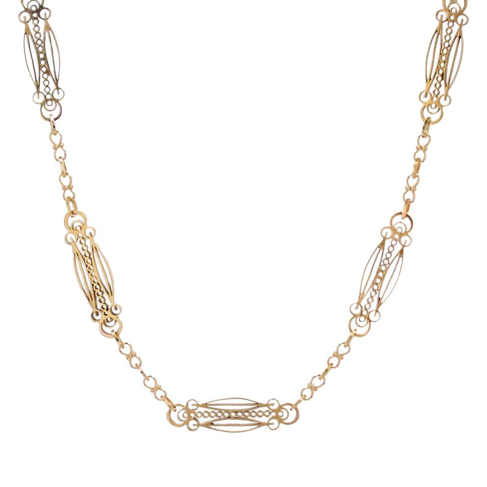 French Art Nouveau 18 Karat Yellow Gold Art Nouveau Long Necklace - Picture 6 of 16